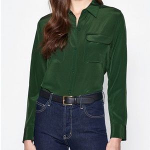 Equipment Silk Slim Signature Shirt Eden Green M